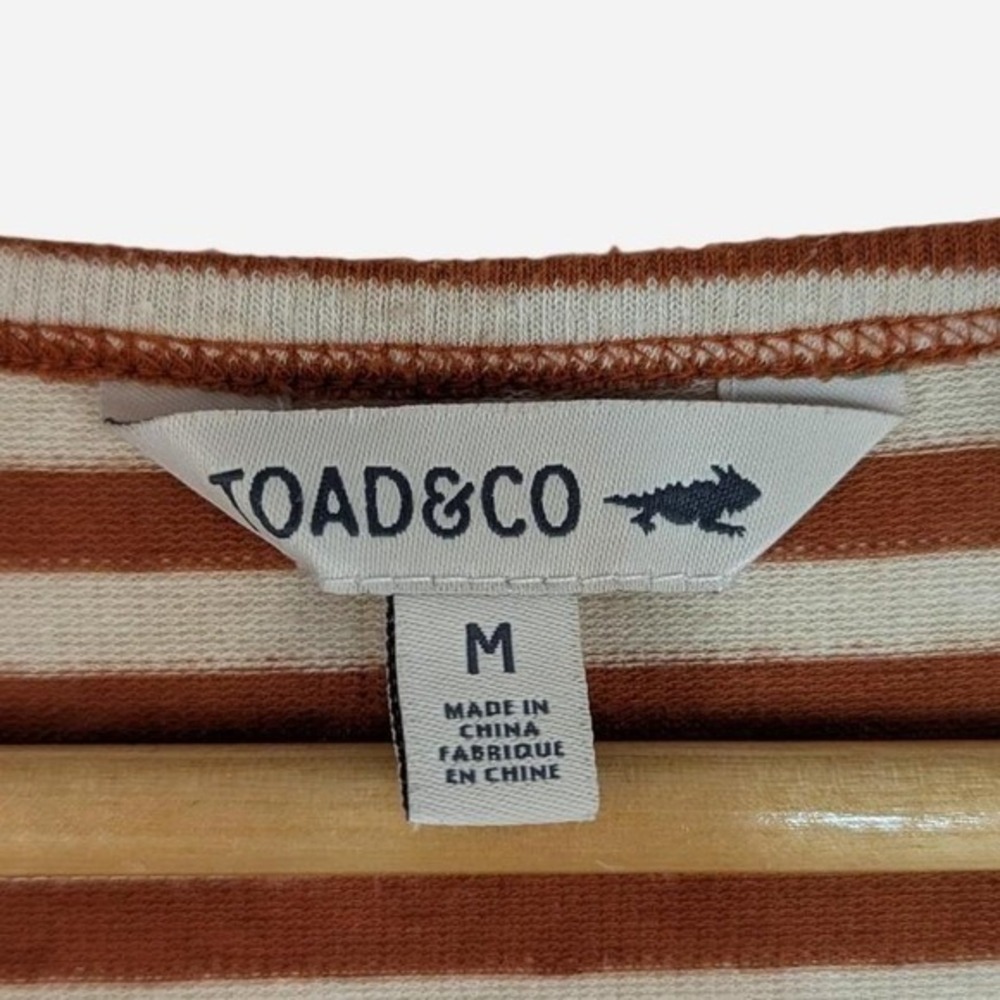 Toad&Co Piru Henley Midi Tank Dress Striped Rust Cream Hemp Medium - Picture 7 of 8